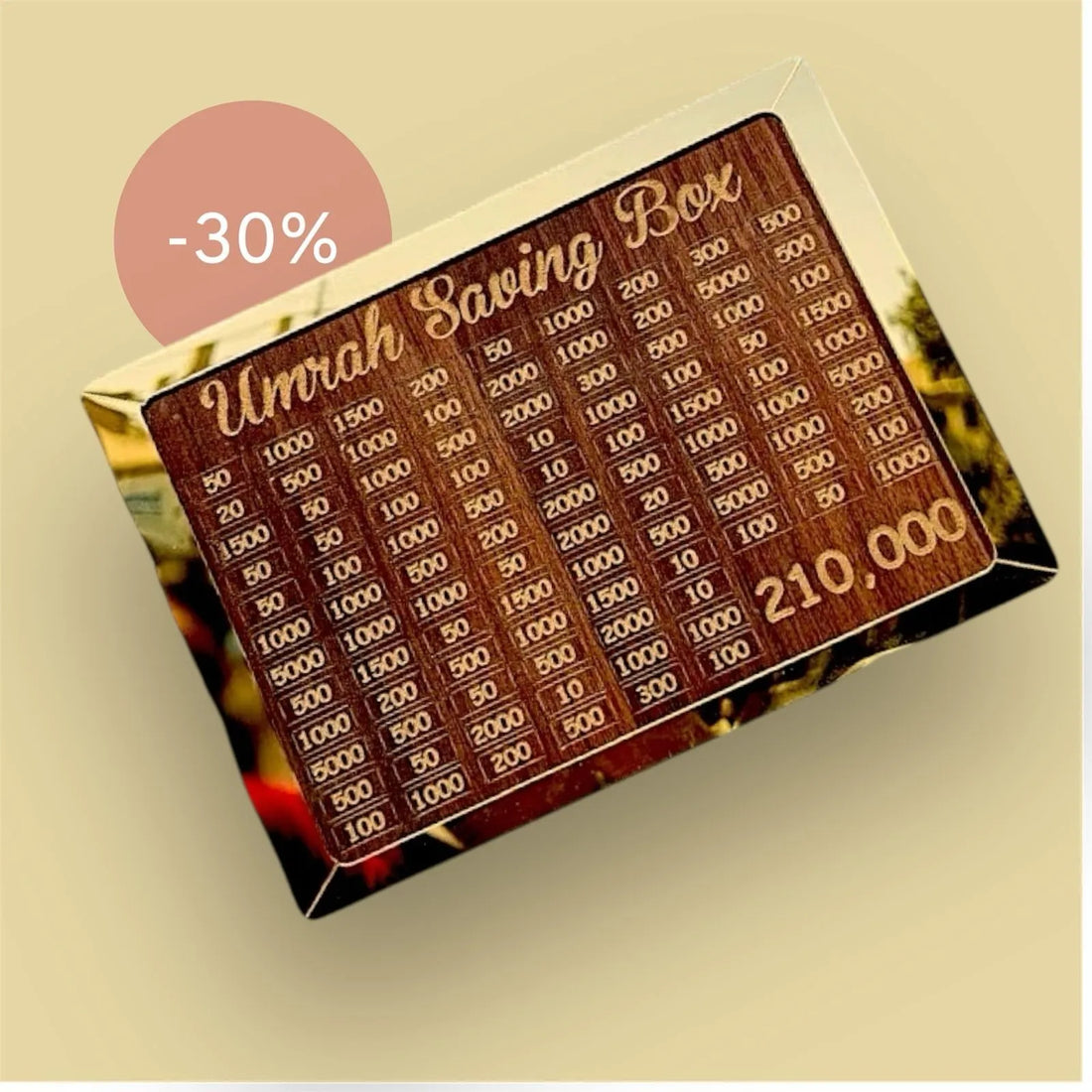 Umrah Saving Box - Money Saving Box - Wooden Gullak Money Box with Counter Money Saving Box Perfect Cash Saver & Best Gift for Friends 280 Days Savings Plan